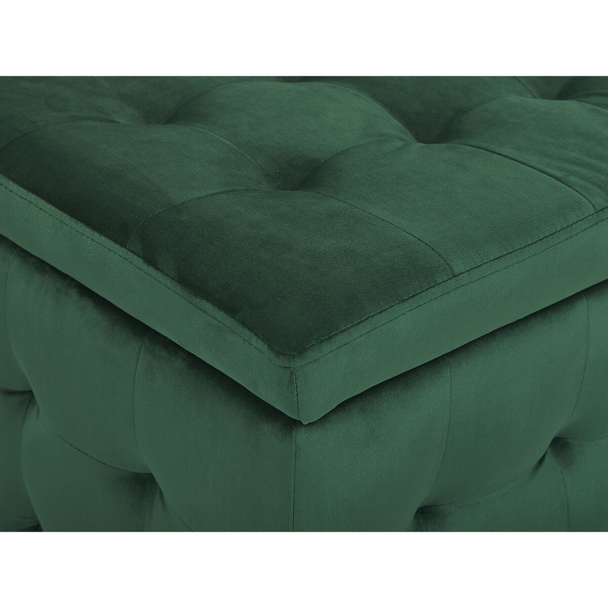 Puf ze schowkiem welurowy zielony MICHIGAN