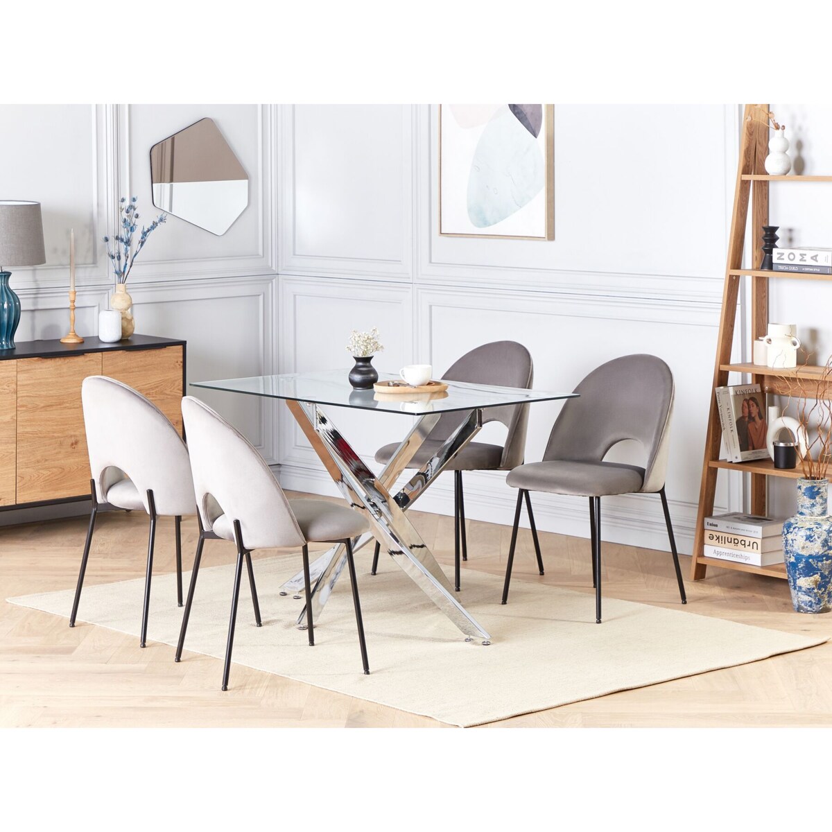 Stół do jadalni MARAMO Srebrny 120 cm 70 cm Szkło hartowane