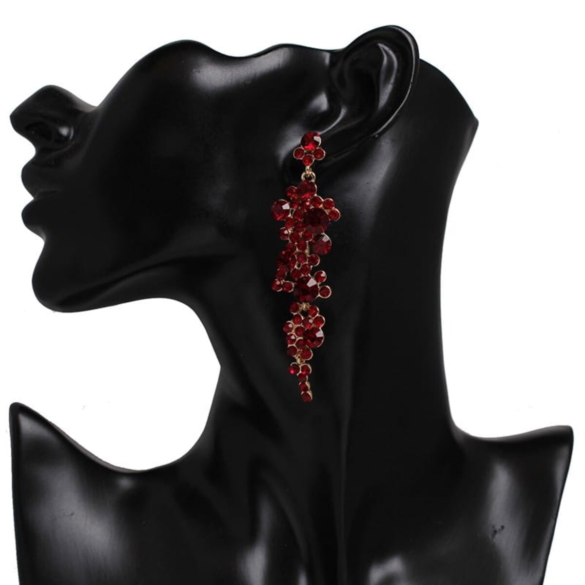 Kolczyki czerwone złote RUBINOWE długie cyrkonie