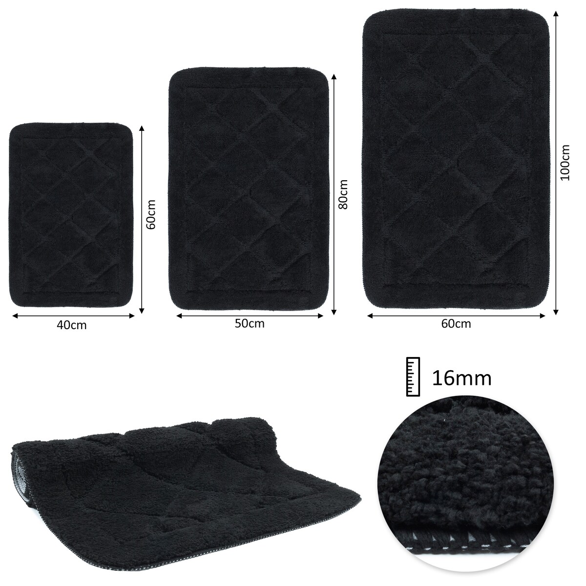 Dywanik łazienkowy Soft 50x80 cm e-floor antypoślizgowy czarny