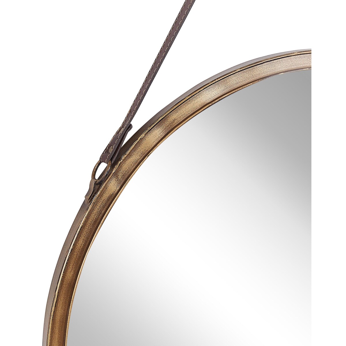 Metalowe okrągłe lustro ścienne na pasku ø 60 cm złote AUTUN