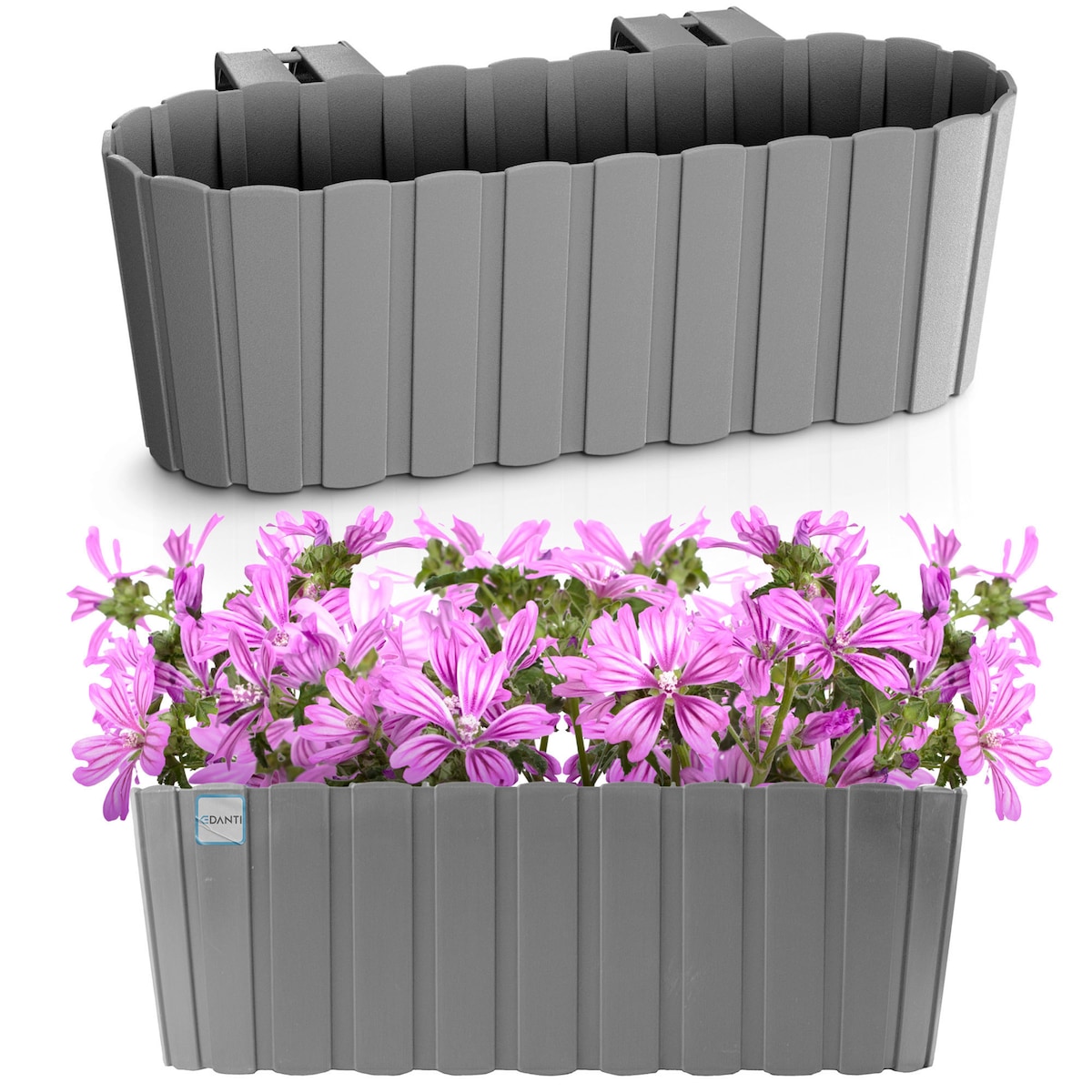 Skrzynka Balkonowa Donica Ogrodowa 38,3 Cm Do Powieszenia Szara