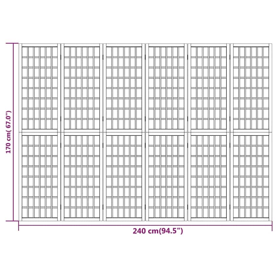 vidaXL Składany parawan 6-panelowy w stylu japońskim, 240x170 cm