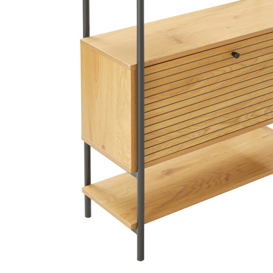 REGAŁ Z 5 PÓŁKAMI I SZAFKĄ Lattes okleina dębowa