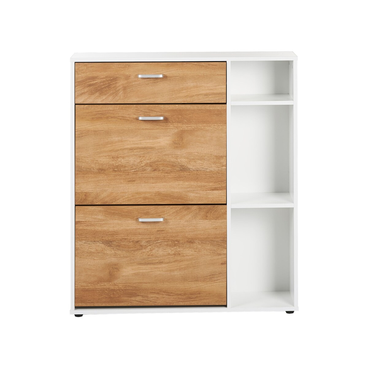 Szafka na buty 2 przegrody jasne drewno z białym MACKAY