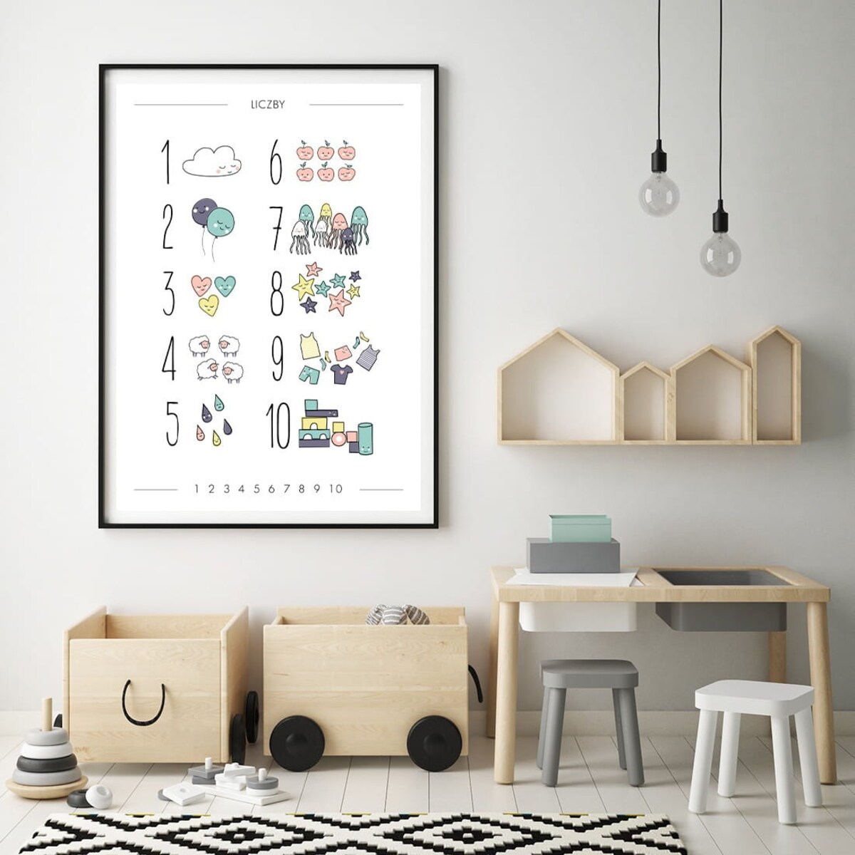Plakat dla dzieci Liczby pastelowe 30x40