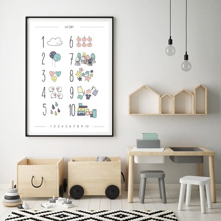 Plakat dla dzieci Liczby pastelowe 30x40