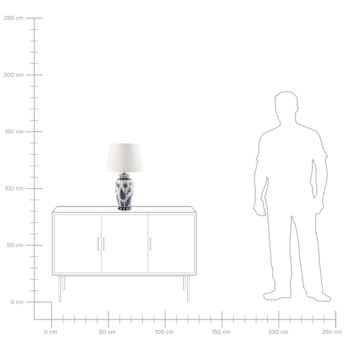 Lampa stołowa BIJELA Porcelana Biały/ niebieski