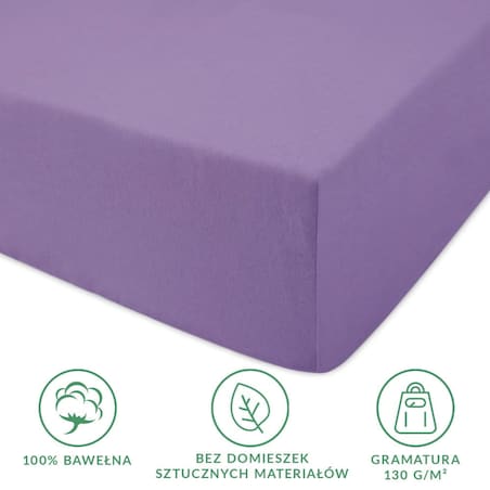Prześcieradło jersey z gumką 200x220 kolor Jasny fiolet