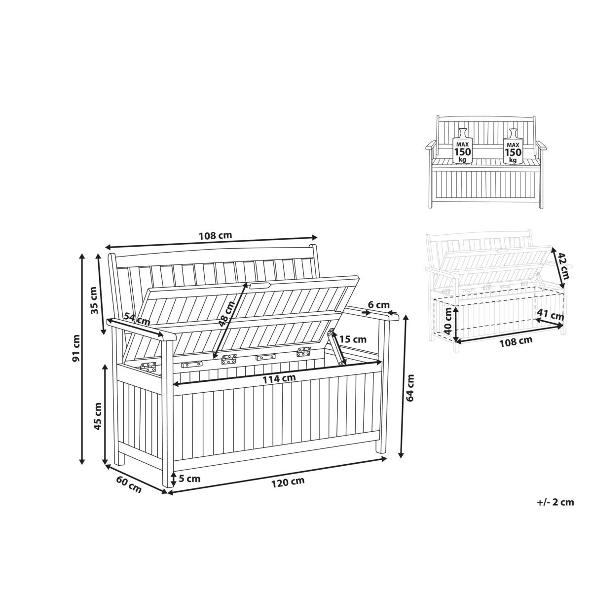 Ławka ogrodowa drewniana 120 cm czerwona poduszka SOVANA