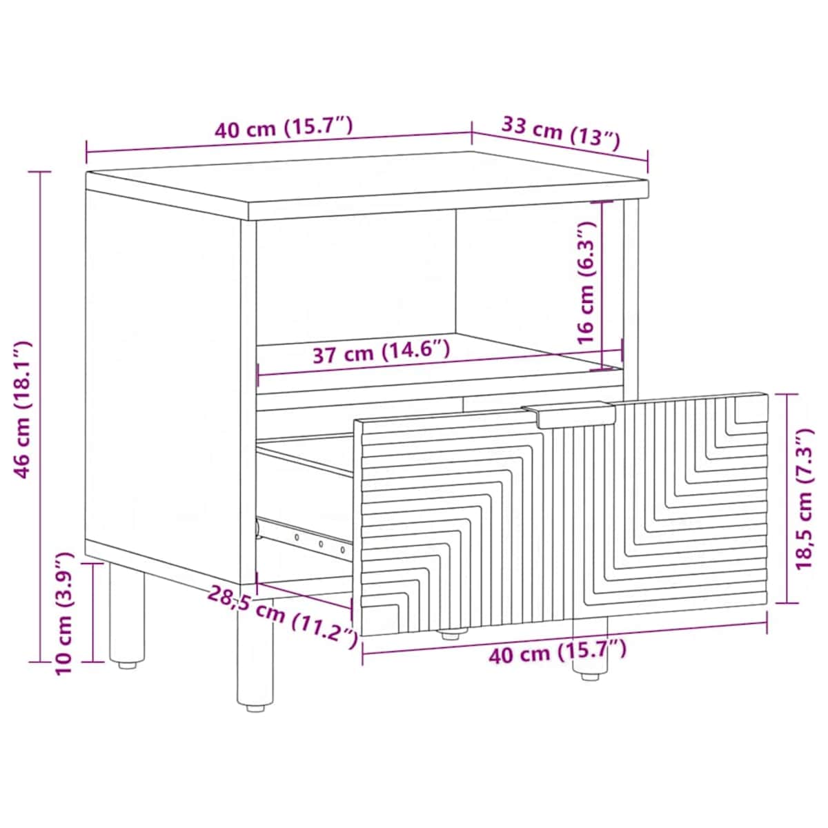 vidaXL Szafki nocne, 2 szt., 40x33x46 cm, lite drewno akacjowe