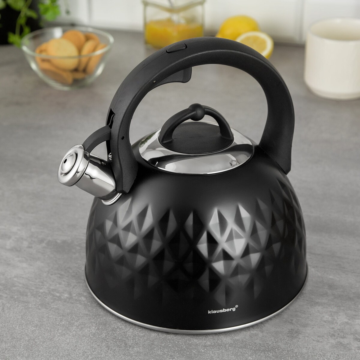 Czajnik stalowy z gwizdkiem 3.0L Diamond czarny KLAUSBERG