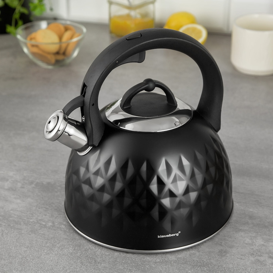 Czajnik stalowy z gwizdkiem 3.0L Diamond czarny KLAUSBERG