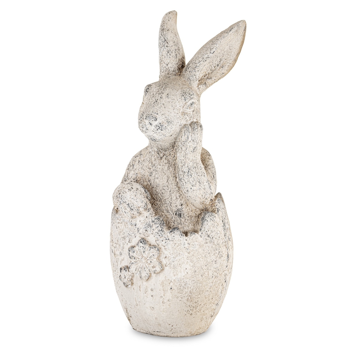 Dekoracja - królik siedzący w skorupce jajka 51x19x20 cm SZAREK -2