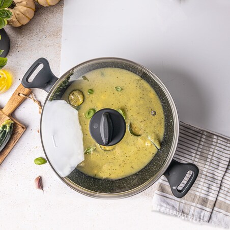 Garnek z powłoką marmurową czarny indukcja gaz 28cm 5.7L KLAUSBERG