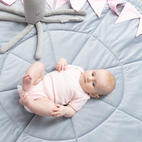 Mata okrągła, pastelowe lamy na jasnoszarym tle, 130cm, Magic Collection