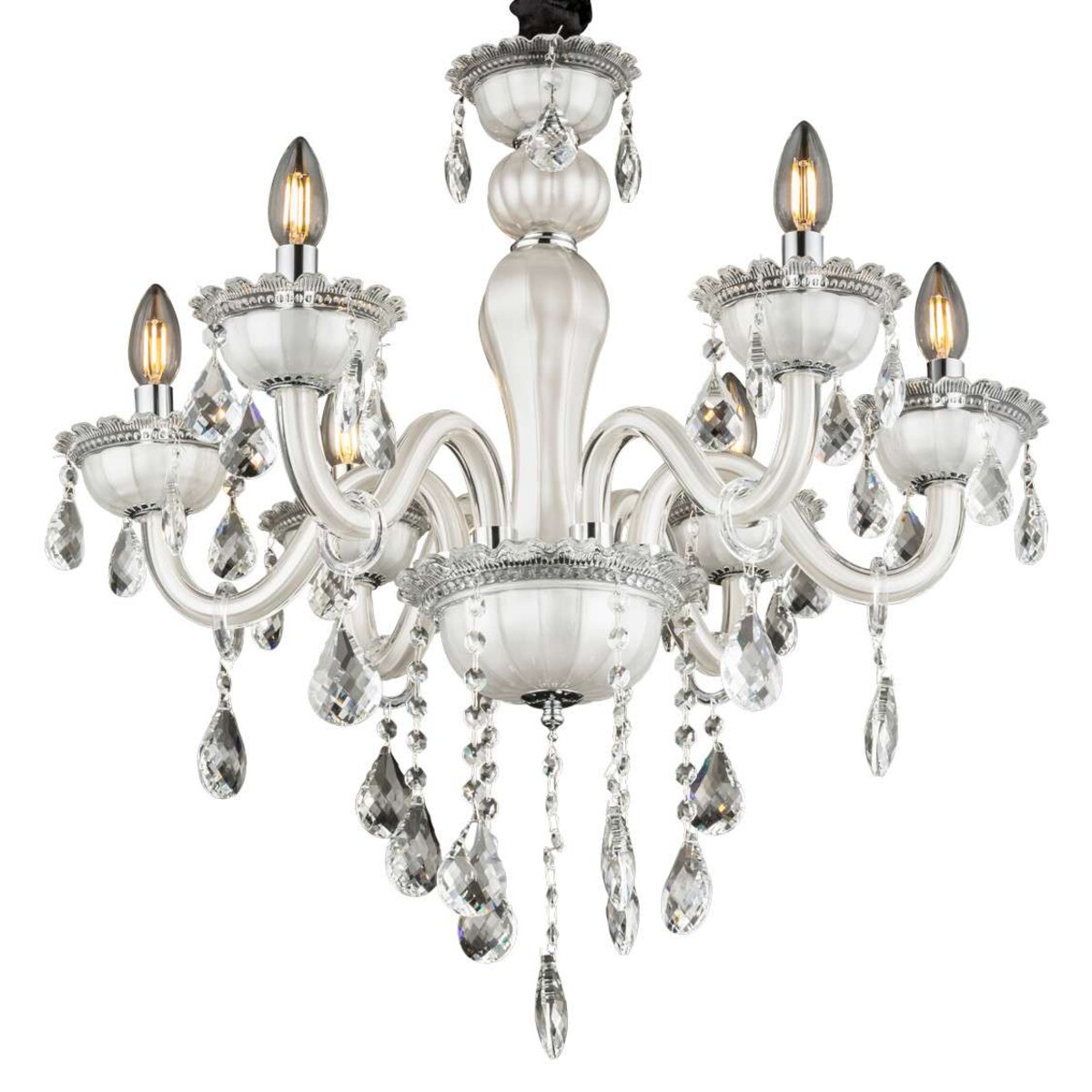 Żyrandol LAMPA wisząca TEEJAY 64118-6 Globo pałacowa OPRAWA świecznikowy zwis z kryształkami crystal maria teresa biały