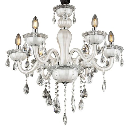 Żyrandol LAMPA wisząca TEEJAY 64118-6 Globo pałacowa OPRAWA świecznikowy zwis z kryształkami crystal maria teresa biały