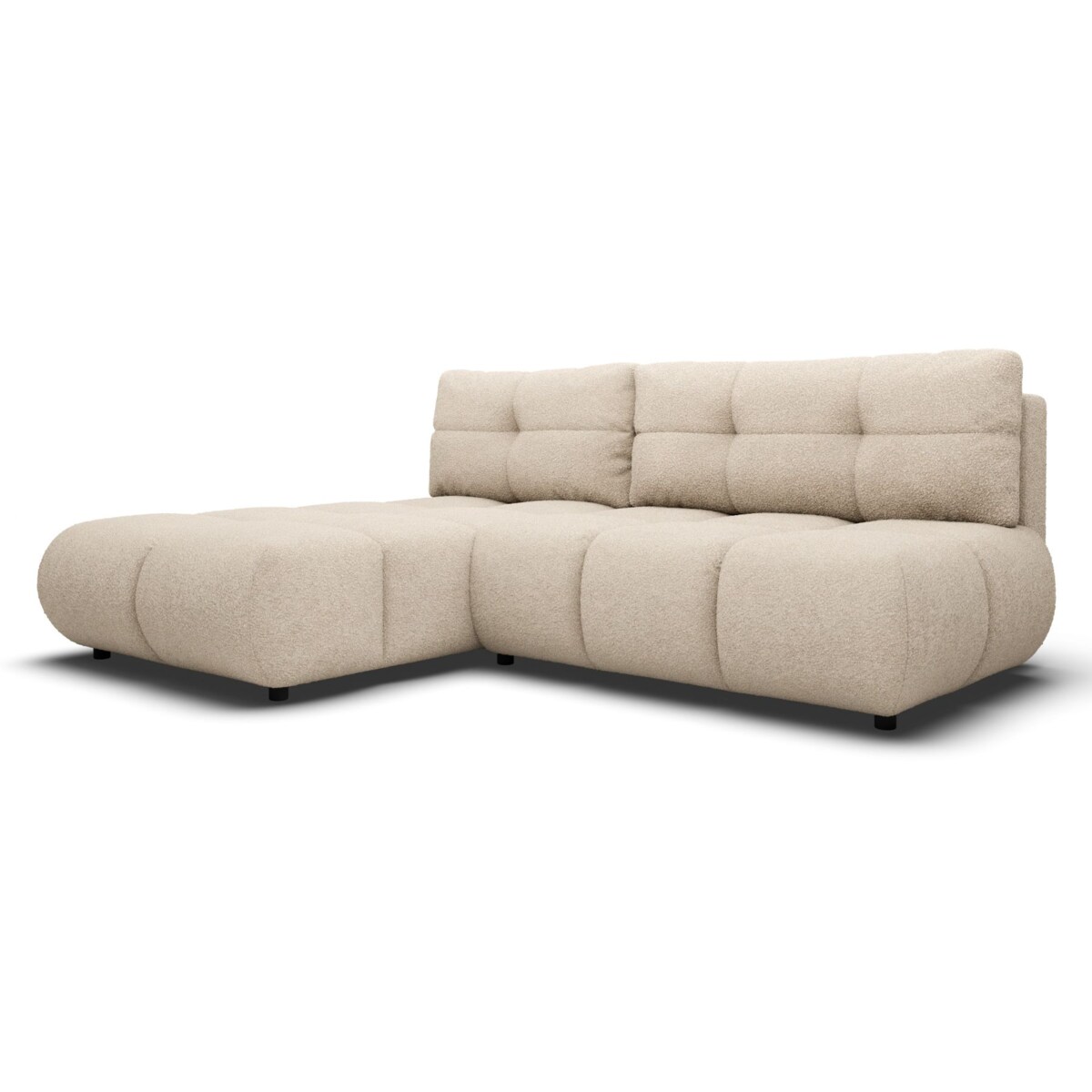 Pikowany Narożnik MILA rozkładany bez boczków lewy beżowy