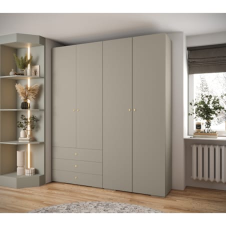 Garderoba wysoka do przedpokoju INOVA 2 Z15 kaszmir+złoty