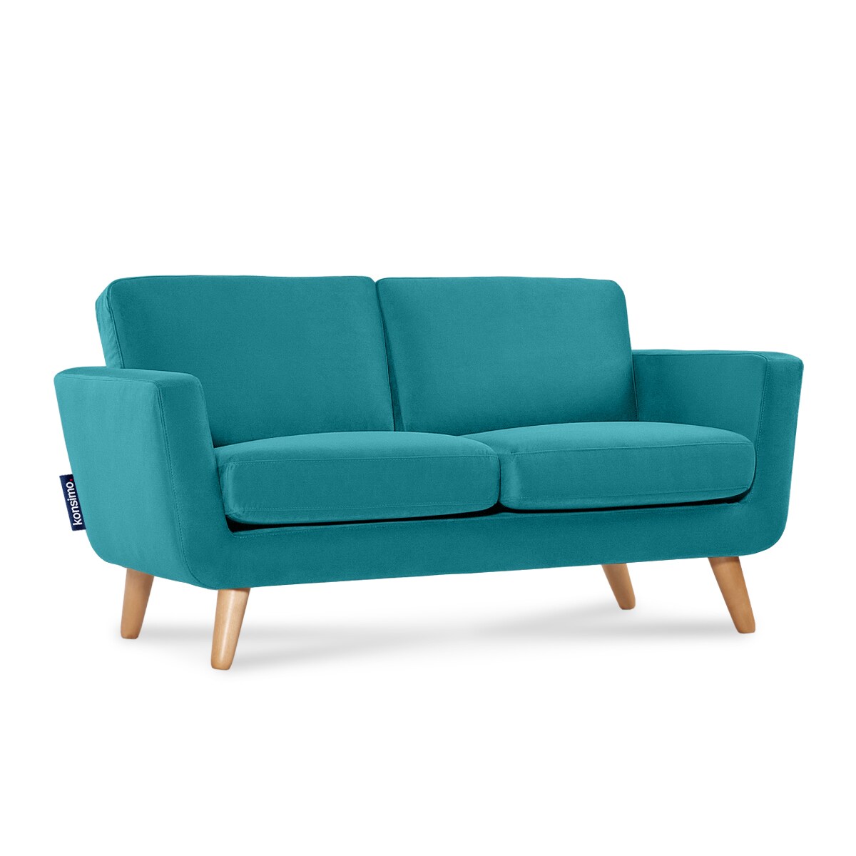 KONSIMO TAGIO Turkusowa skandynawska sofa 2-osobowa