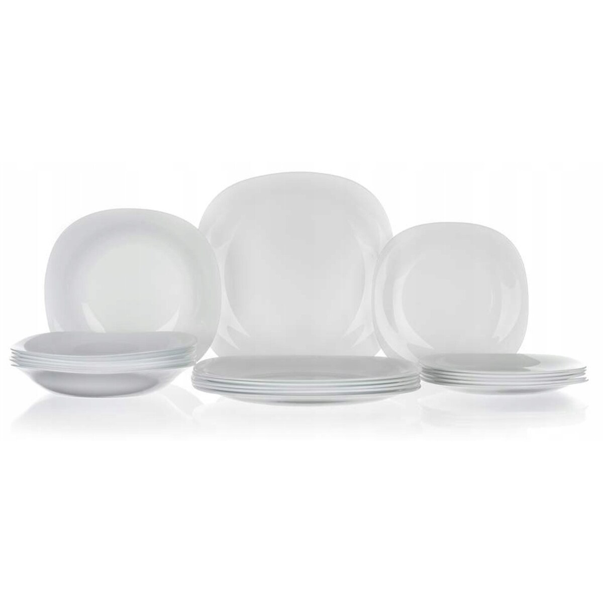 KOMPLET TALERZY OBIADOWE BIAŁE PARMA BORMIOLI 18el 6 osób KWADRATOWE obiad