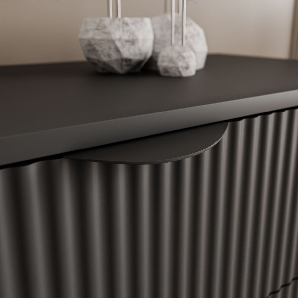 Toaletka SCARLETT z okrągłym lustrem z oświetleniem LED, czarna