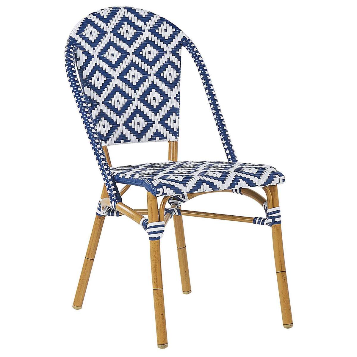 Zestaw 4 krzeseł ogrodowych z technorattanu wzór niebiesko-biały RIFREDDO