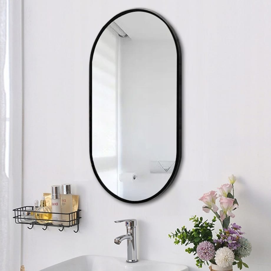 Duże lustro owalne industrialne łazienkowe salon sypialnia czarne 100x50 cm