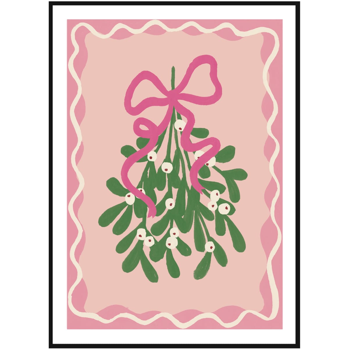 Poster Story, Plakat, Obraz - Świąteczna Jemioła na Różowym Tle, wymiary 42 x 60 cm