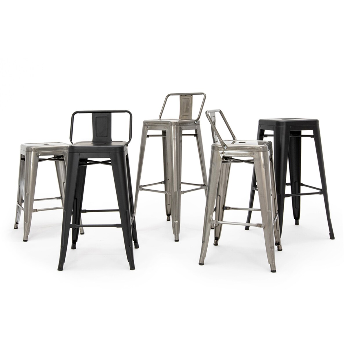 Krzesełko barowe Tower Back czarny hoker z oparciem