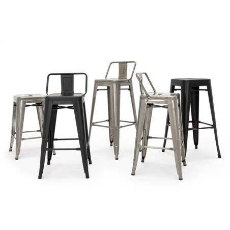 Krzesełko barowe Tower Back czarny hoker z oparciem