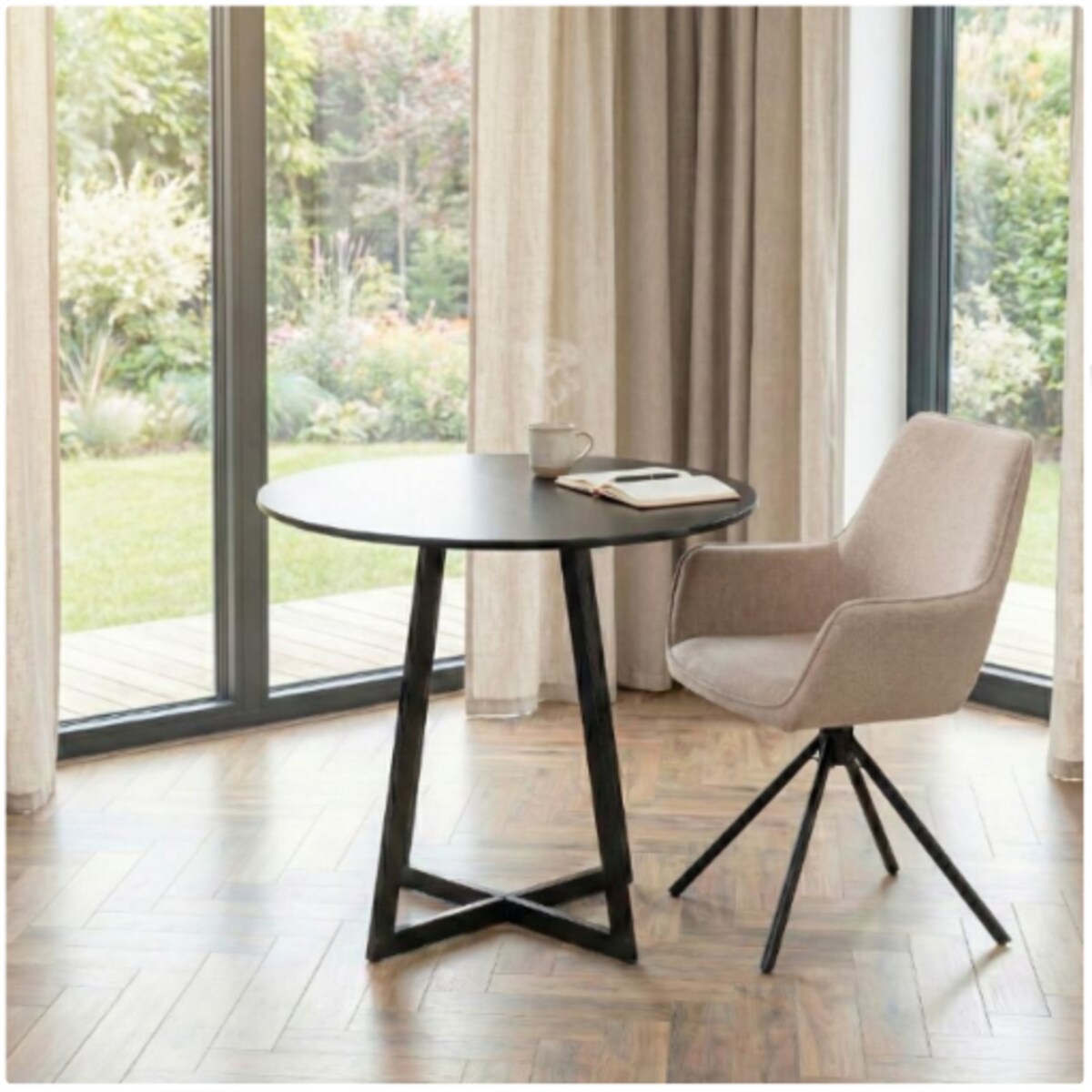 Krzesło tapicerowane nowoczesne wygodne beżowe pikowane do jadalni salonu