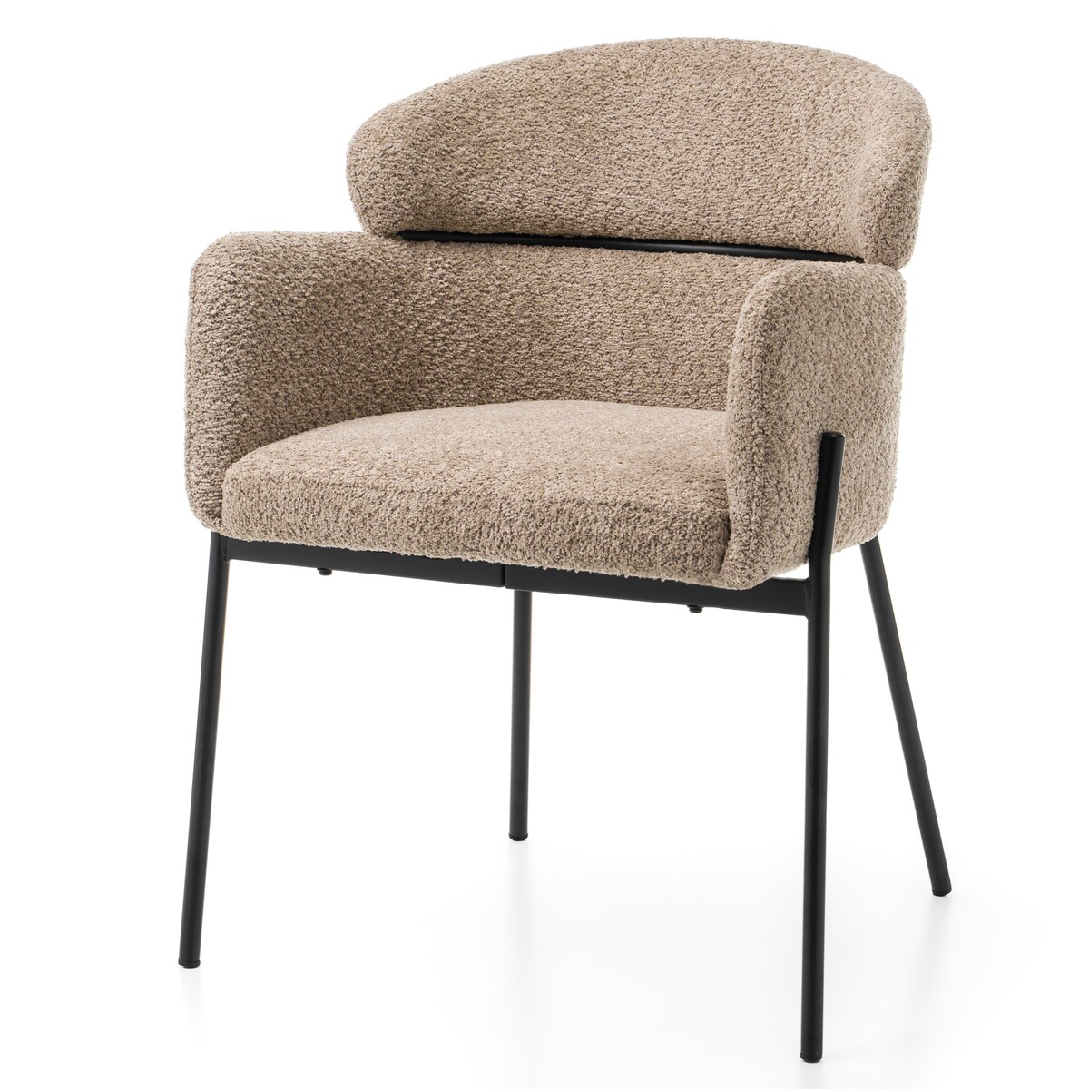 Krzesło tapicerowane boucle do salonu BOLZANO ciemnobeżowe