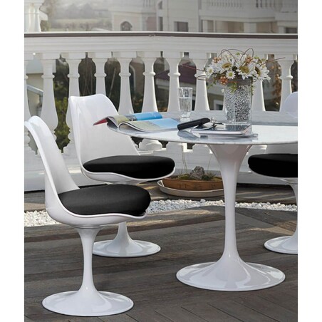 Okrągły stół Tulip GT-09M.FI120 King Home 120 cm marmurowy blat metal biały