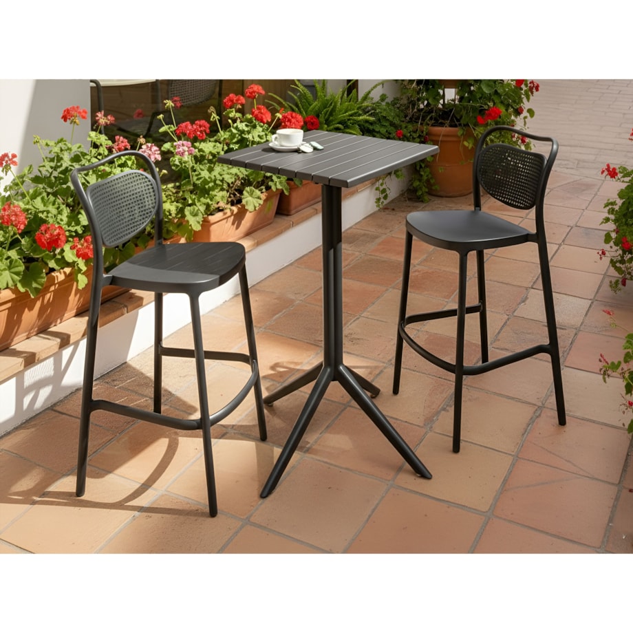 Stolik ogrodowy barowy LEMNOS 60 cm 60 cm Czarny