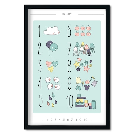Plakat dla dzieci Liczby miętowe 40x50