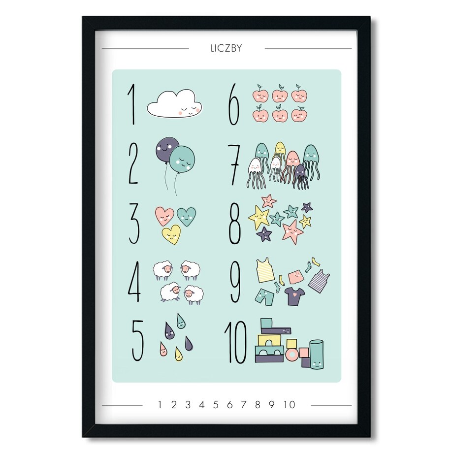 Plakat dla dzieci Liczby miętowe 40x50