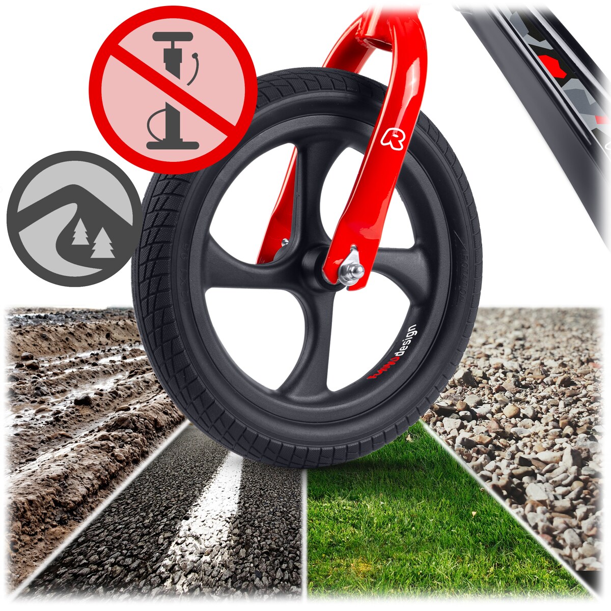 Rowerek biegowy dla dzieci magnesium Ricokids czarno-czerwony Funnu 760501