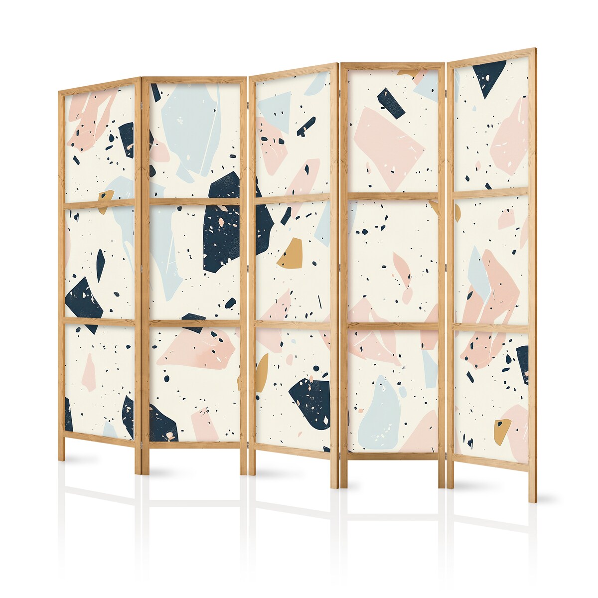 Parawan Japoński 5-panelowy Lastriko W Stonowanych Kolorach 225x172cm
