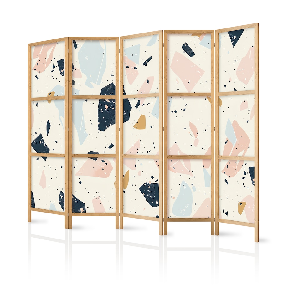 Parawan Japoński 5-panelowy Lastriko W Stonowanych Kolorach 225x172cm