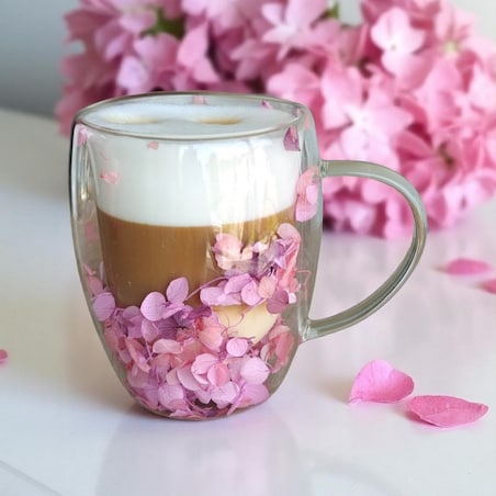 Szklanka termiczna z kwiatami w środku, gipsówka hortensje róż 300 ml 1szt SZK165