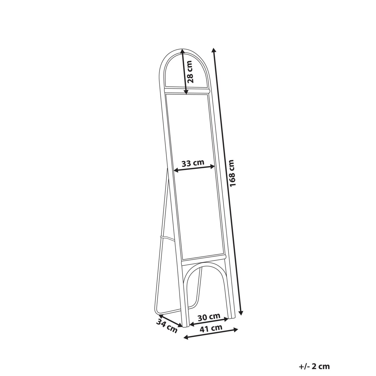Lustro stojące 170 cm naturalne BRUSSEY