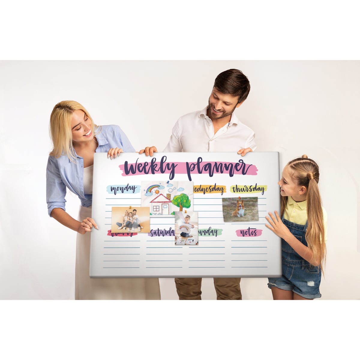 Tablica korkowa Planer tygodniowy 120x80cm - kolorowe pinezki