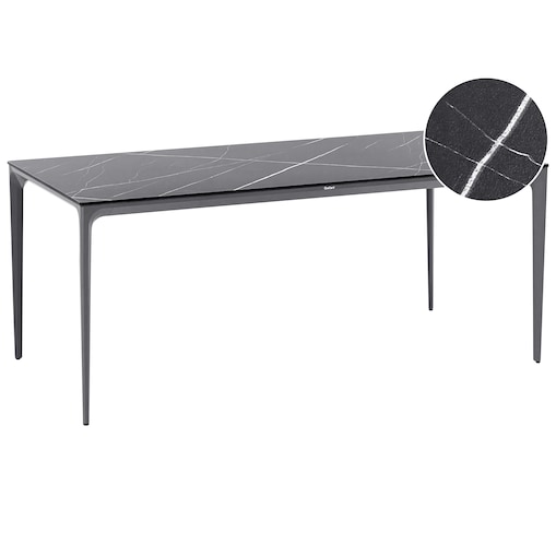 Stół ogrodowy SOVARETO 180 cm 90 cm Efekt marmuru Czarny marmur