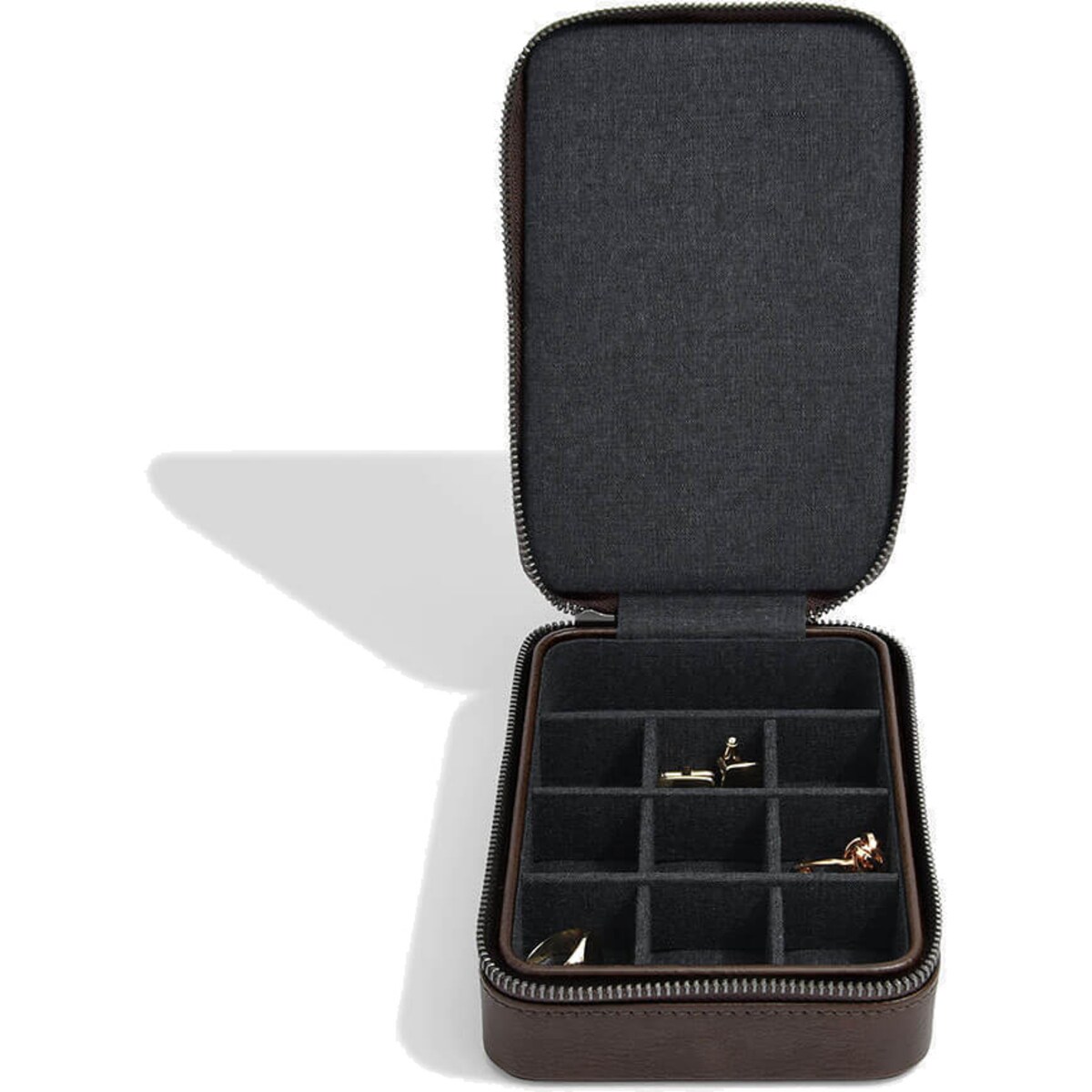 Etui podróżne na spinki Stackers brązowe