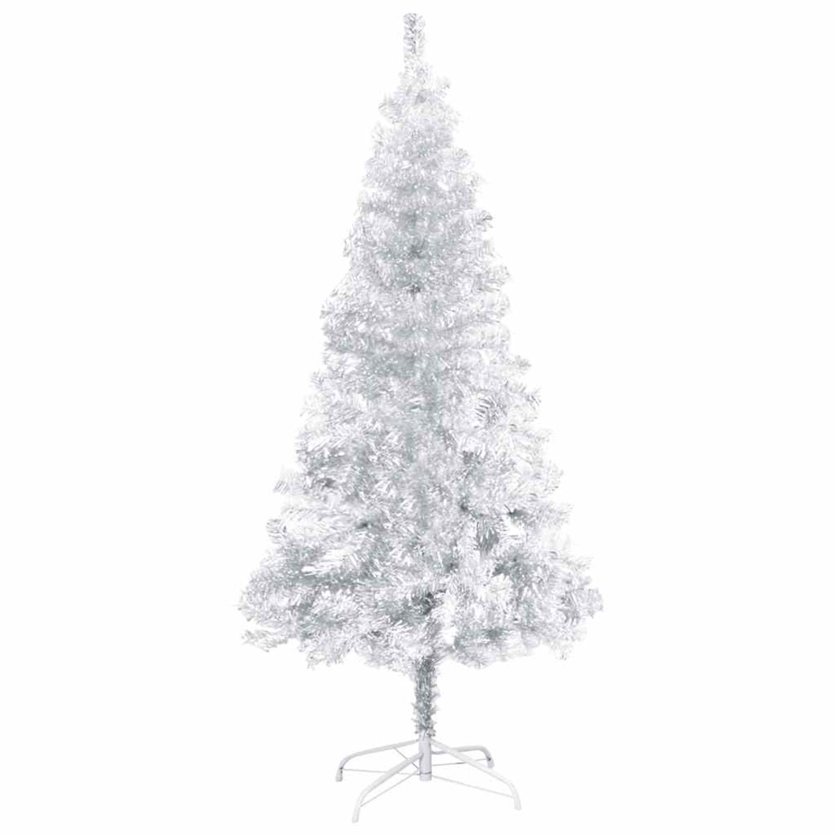 vidaXL Sztuczna choinka z lampkami i bombkami, srebrna, 120 cm, PET