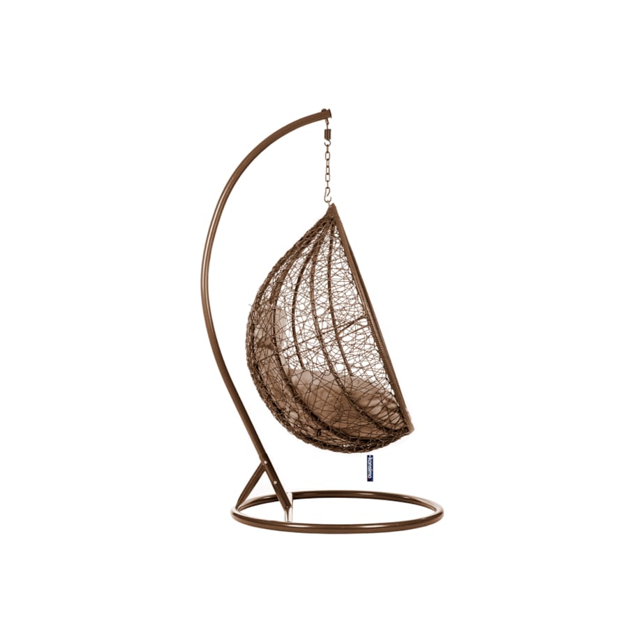 KONSIMO CULLUS Wiszący fotel kokon z technorattanu i pokrowcem, brązowy