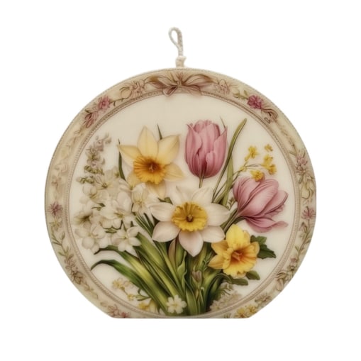 Świeca dekoracyjna wiosenne kwiaty prezent na Dzień Kobiet