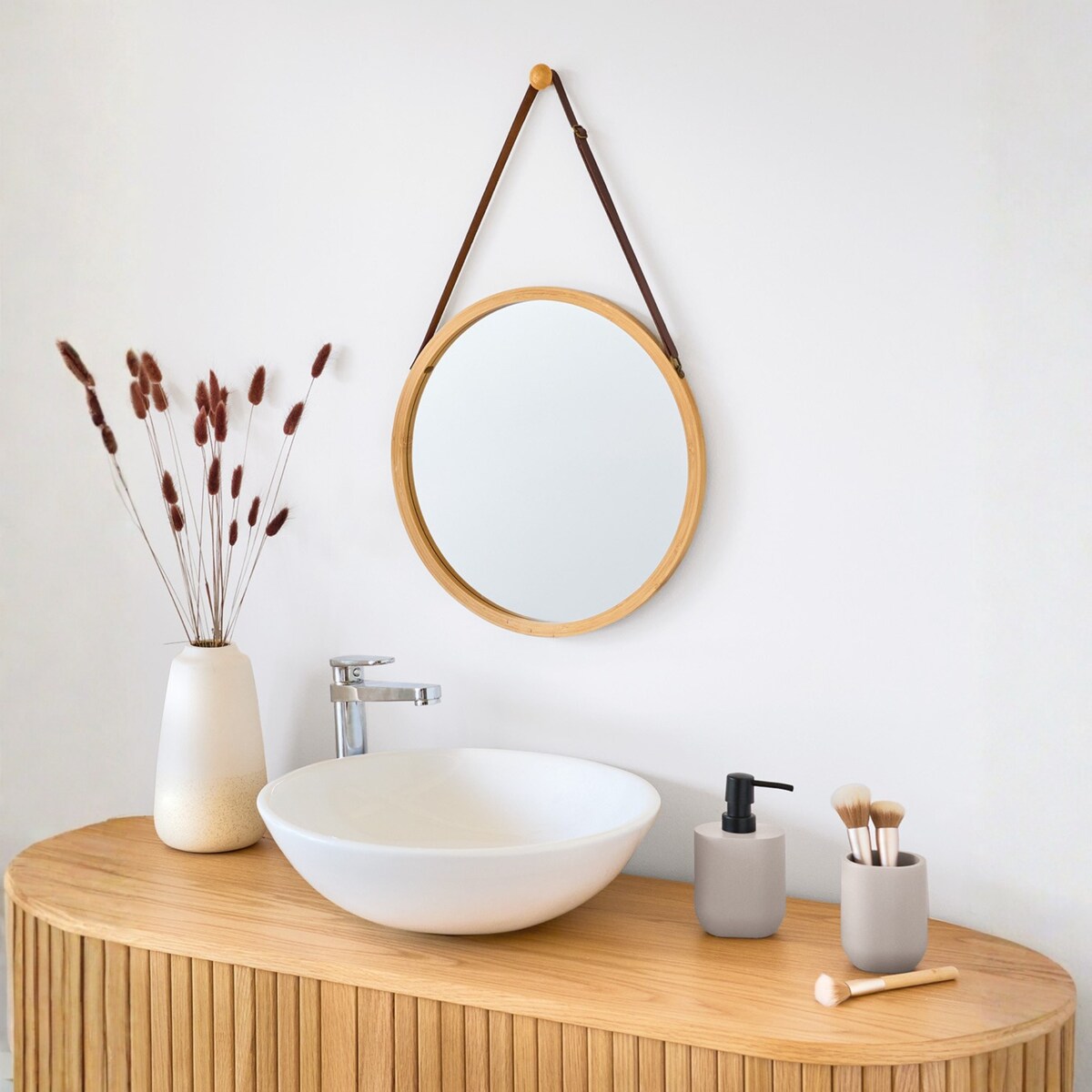 Lustro ścienne bambusowe okrągłe ZELLER, Ø 38 cm